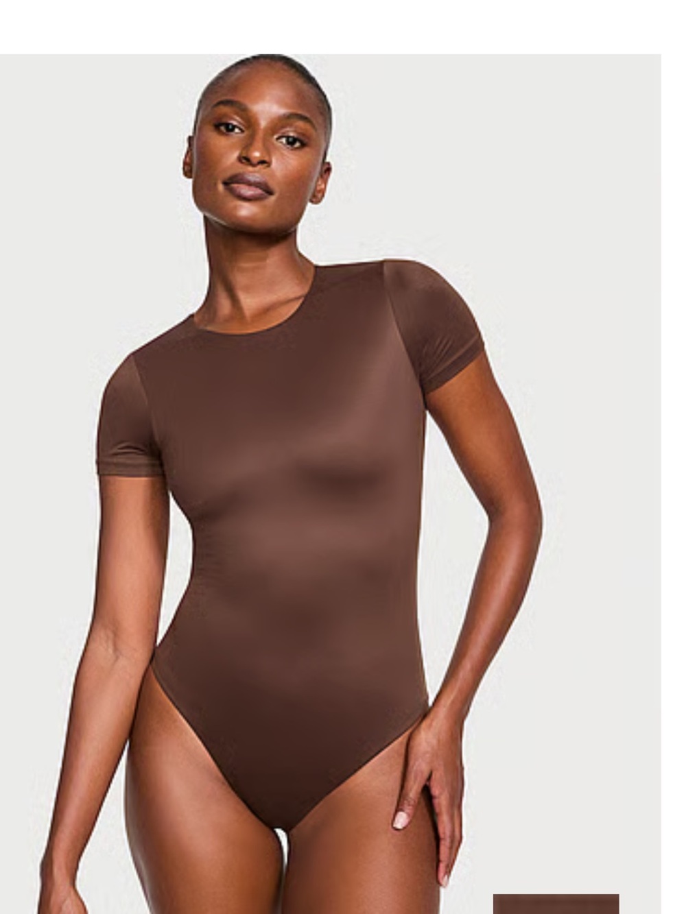 Victoria's Secret Brown Short-Sleeve Fitted Bodysuit